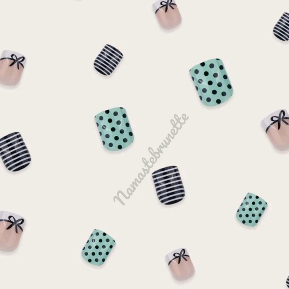 2/$16 Bow French Manicure  Press On Nails